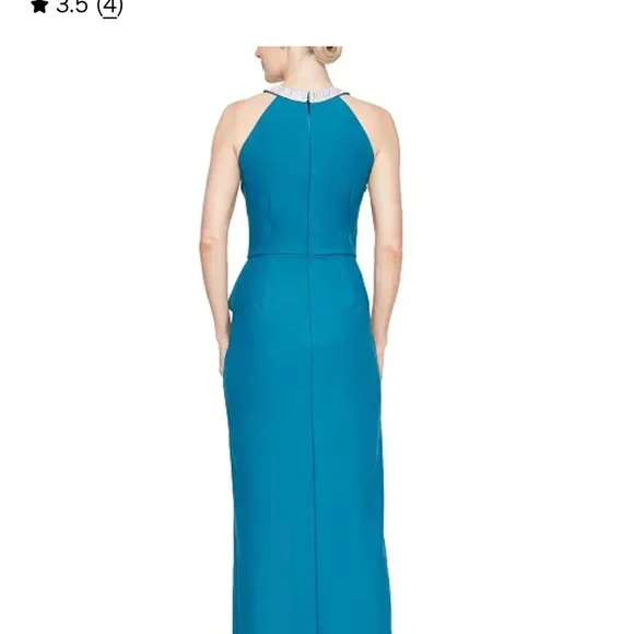 Alex Evenings Blue Asymmetrical Ruffled Maxi Gown - Picture 2 of 4